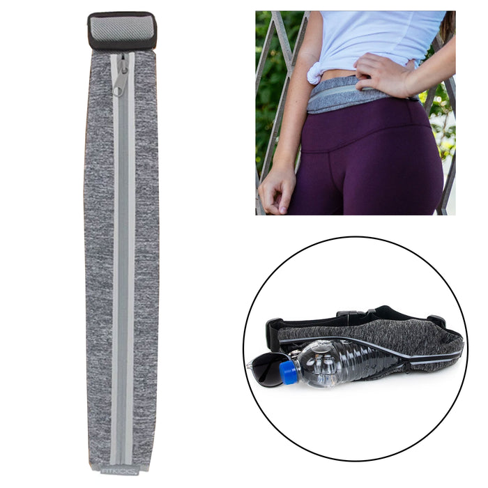 Waterproof Running Belt Fanny Pack Waist Pouch Outdoor Camping Zip Bag Grey