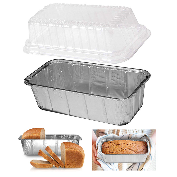 120 Aluminum Pan Lids Disposable Baking Mini Loaf Bread Tin Foil Container 2LB