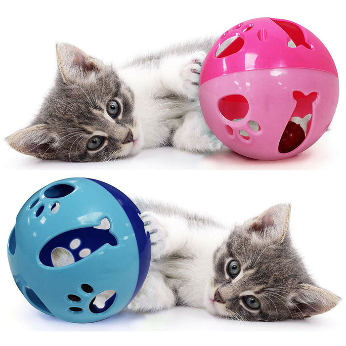 4 Pc Colorful Bells Balls Cat Kitten Toy Pets Large Interactive Puppy Dog Play