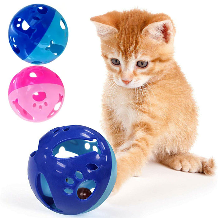 4 Pc Colorful Bells Balls Cat Kitten Toy Pets Large Interactive Puppy Dog Play