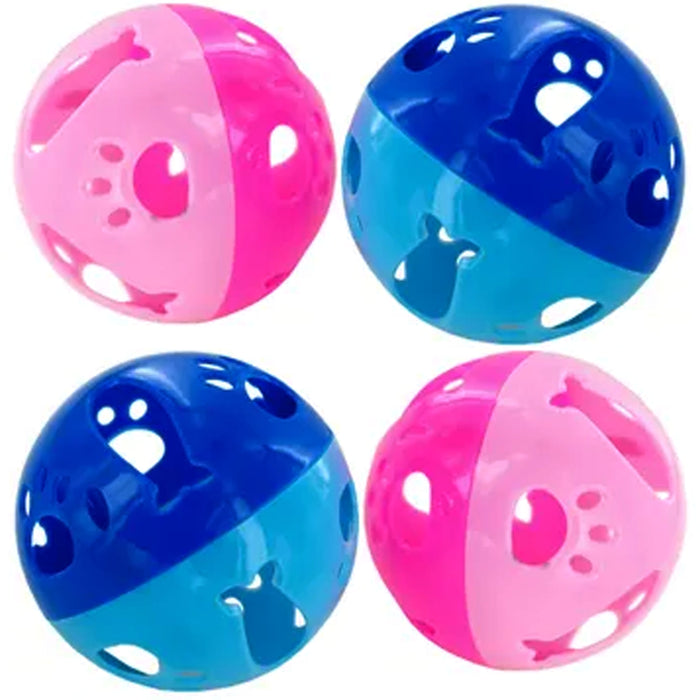4 Pc Colorful Bells Balls Cat Kitten Toy Pets Large Interactive Puppy Dog Play