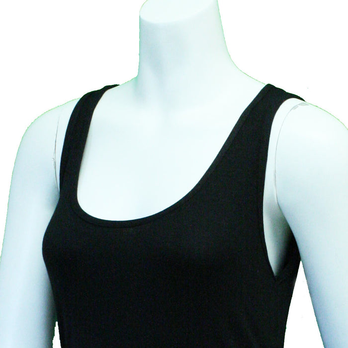 Women's Casual Stretchy Scoop Neck Sleeveless Tank Top Dress Mini Ruched Black