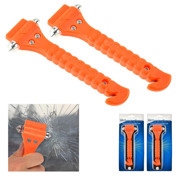 2 Pc Emergency Escape Tool Auto Car Window Glass Hammer Breaker Seat Belt Cutter