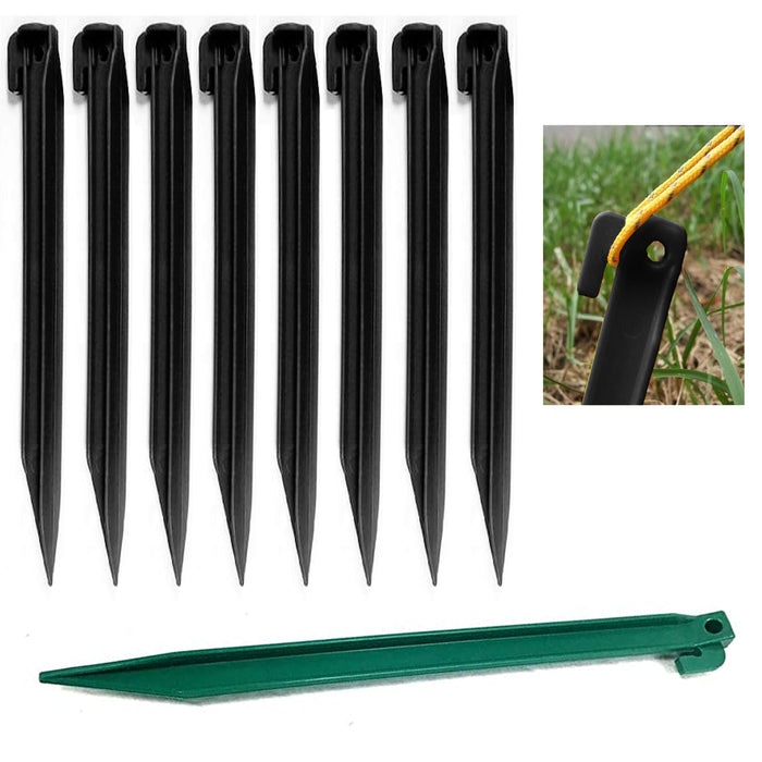 8 Pc Camping Tent Stakes Nail Pegs 11.5" Long Heavy Duty Plastic Garden Tarp