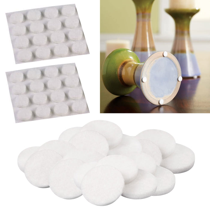 32 Self Adhesive Felt Pads Furniture Floor Scratch Craft Dot Protect White 0.75"