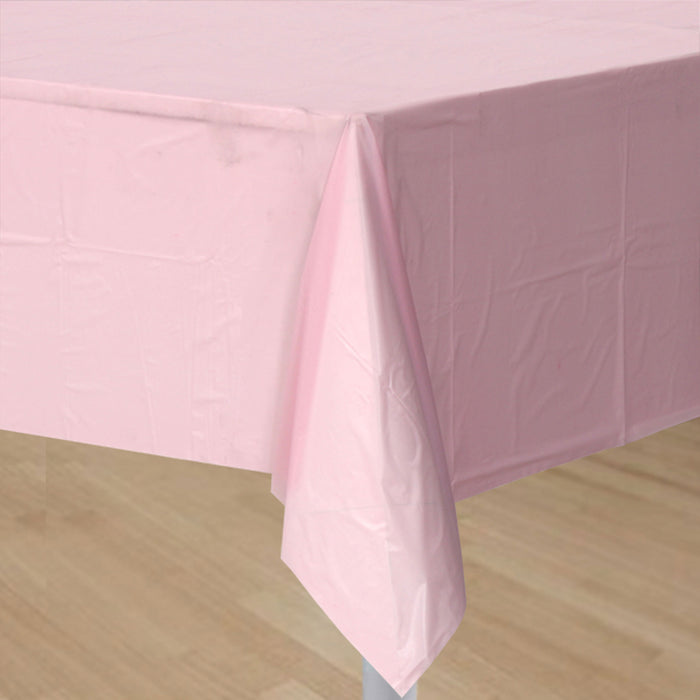 2 Rectangle Disposable Plastic Table Covers Wipe Clean Pink Tablecloth 54"X108"