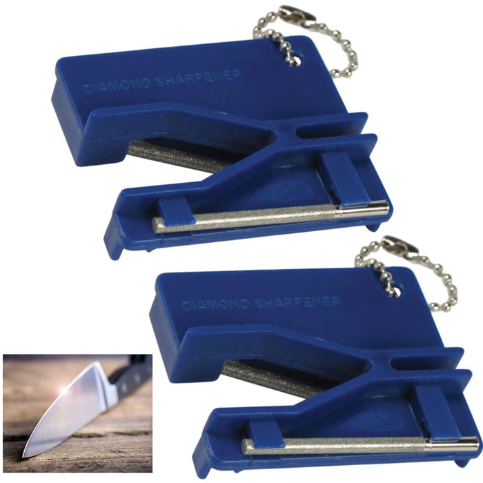 2 Pc Portable Diamond Sharpener Knives Scissors Hook Sharp Outdoor 3 Grit Sticks