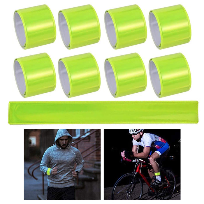 8 Reflective Snap Bands Running Gear Arm Wrist Ankle Night Safe High Visibility