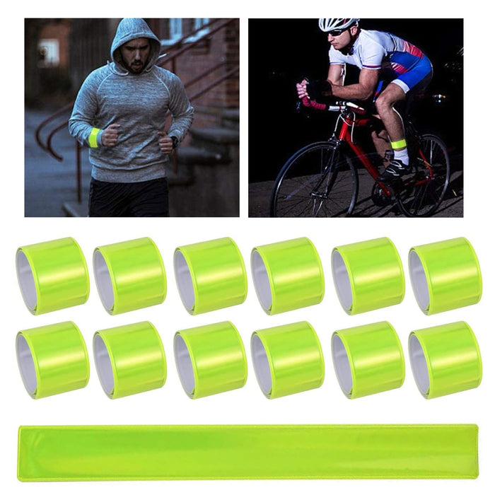 12 Pc High Visibility Reflective Bands Snap Strap Running Arm Wrist Ankle Safety