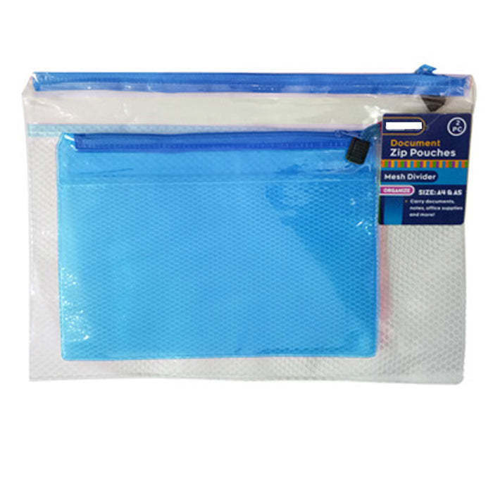 2 Sets Zipper Pouch File Storage Bag Notes Document A4 A5 Mesh Divider Organizer