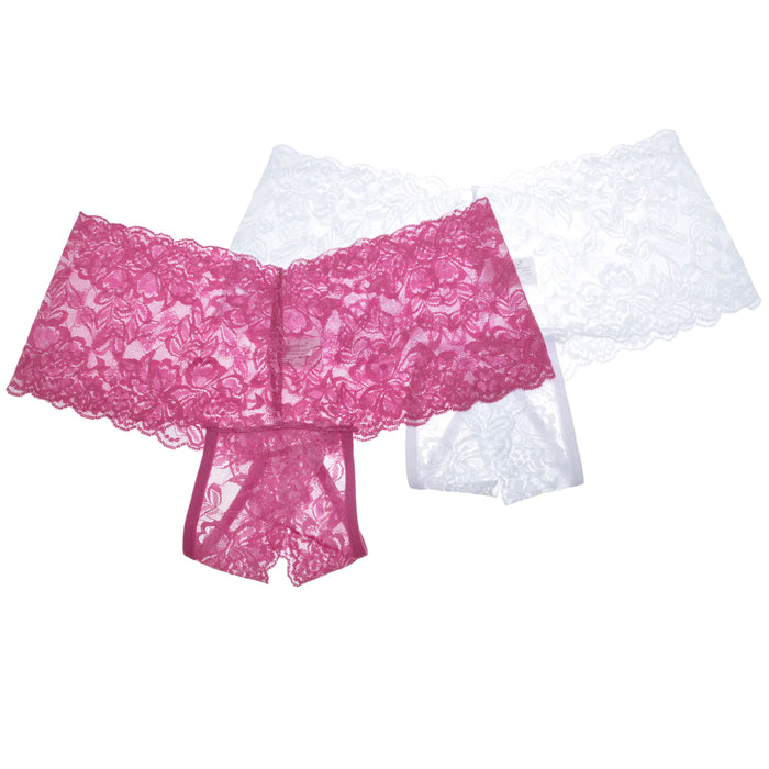 4pc Womens Crotchless Cheeky Boxer Boy Shorts Lace Panties Lingerie Underwear XL