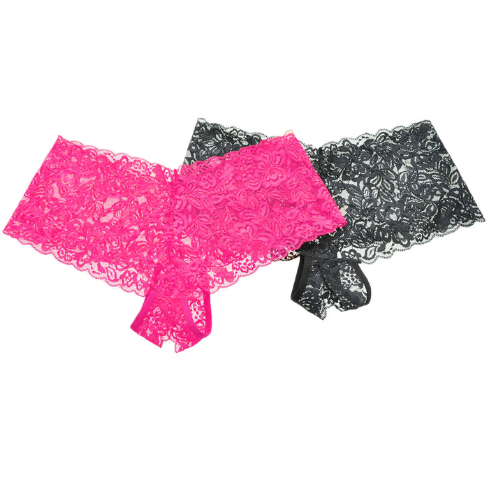 4pc Womens Crotchless Cheeky Boxer Boy Shorts Lace Panties Lingerie Underwear XL