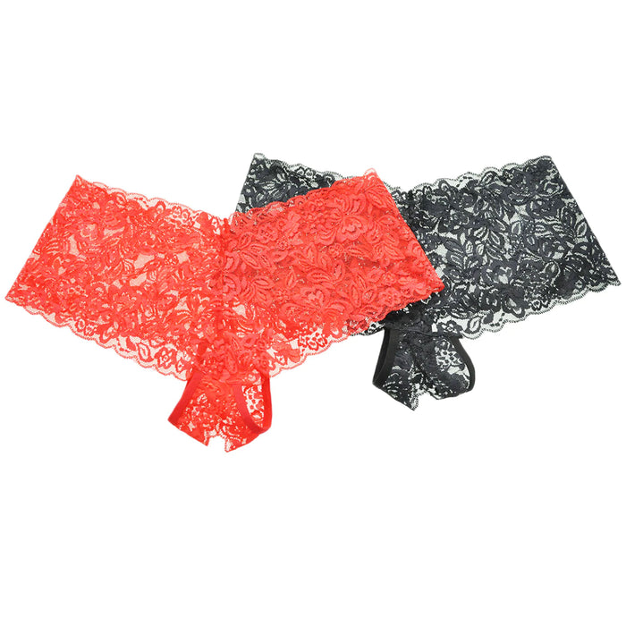 4pc Womens Crotchless Cheeky Boxer Boy Shorts Lace Panties Lingerie Underwear XL