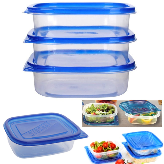 3 Pc Food Storage Container Set Lids Meal Prep Leftovers BPA Free Plastic Dish