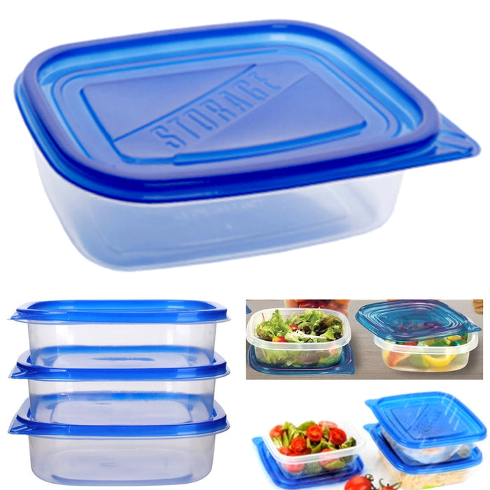 3 Pc Food Storage Container Set Lids Meal Prep Leftovers BPA Free Plastic Dish