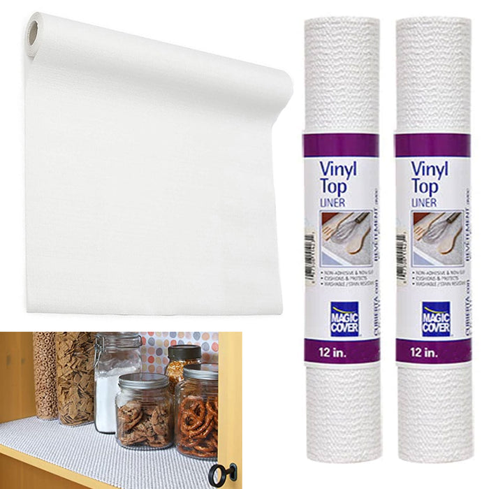 Magic Cover Shelf Liner, Non-Adhesive Grip, White, 12-In. x 5-Ft