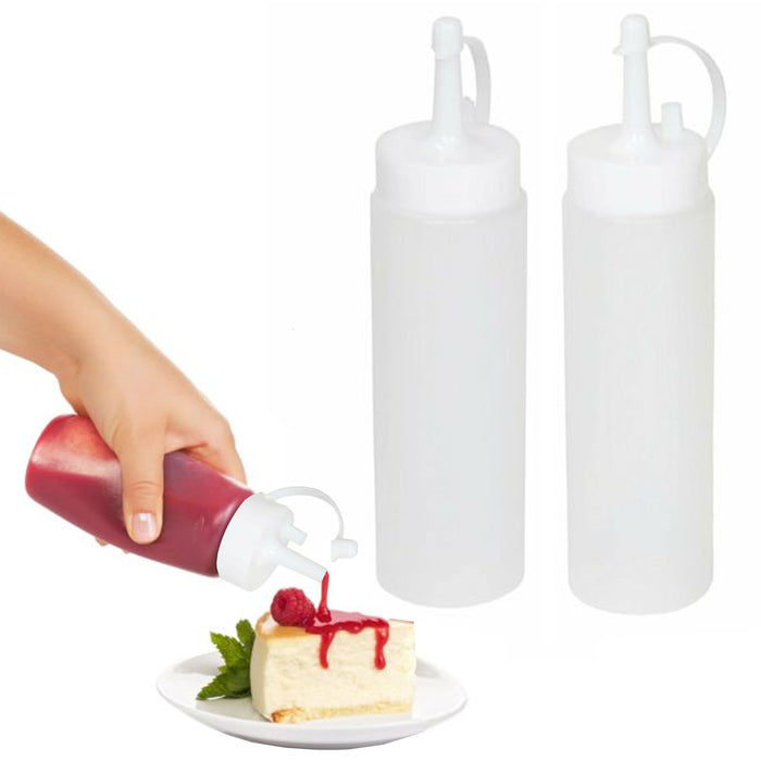 2 Pc Clear Squeeze Bottles 6 Oz Condiment Ketchup Mustard Oil Squirt Mayo Food