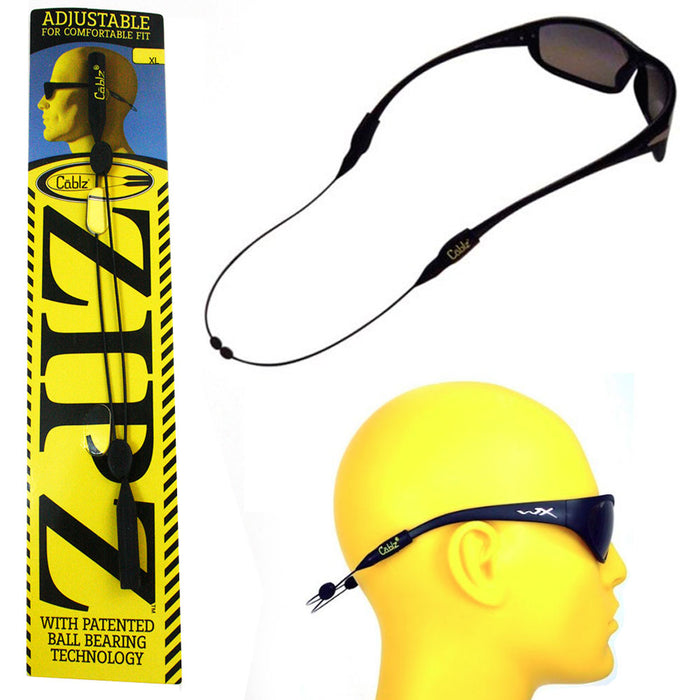 CABLZ Sunglasses Glasses Holder ZIPZ Black 14" Adjustable Eyewear Retainer Sport