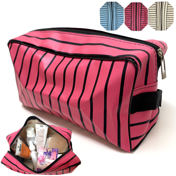 2 Cosmetic Bag Women Makeup Pouch Travel Toiletry Stripe Organizer Storage Girls