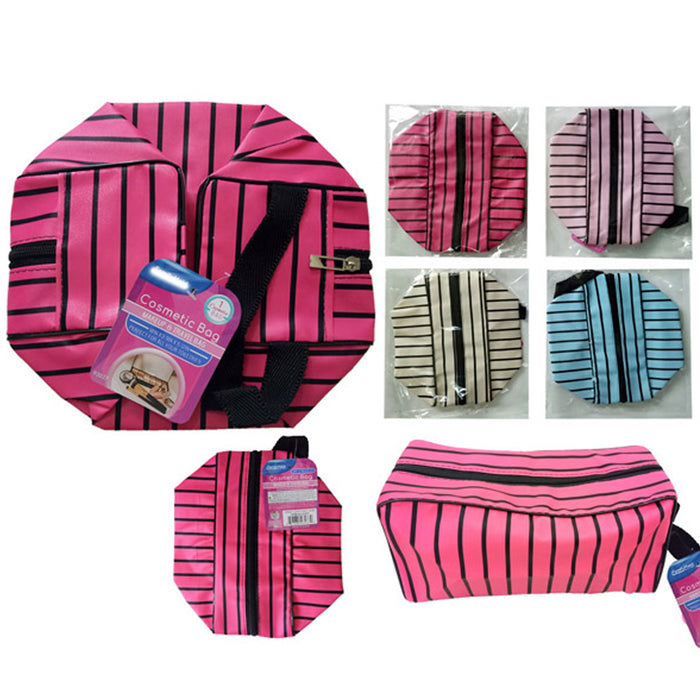 2 Cosmetic Bag Women Makeup Pouch Travel Toiletry Stripe Organizer Storage Girls