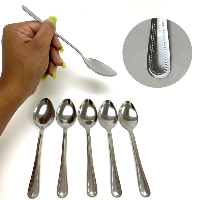 6 Pc Stainless Steel Dinner Spoons Flatware Set Soup Silverware Cutlery Utensil