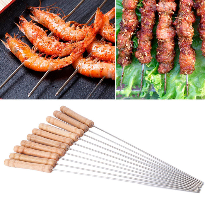 6 PC Kabob Skewers Stainless Steel BBQ Barbecue Skewer Reusable Grilling Sticks