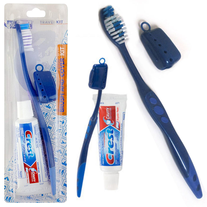2 Packs Toothbrush Toothpaste Kit Travel Crest .85 oz Holder 3 Piece Set Compact