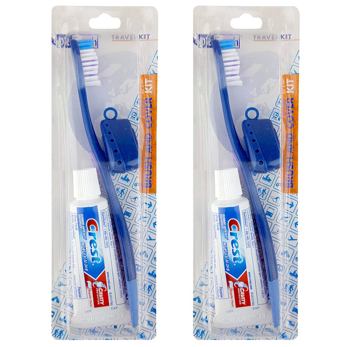 2 Packs Toothbrush Toothpaste Kit Travel Crest .85 oz Holder 3 Piece Set Compact