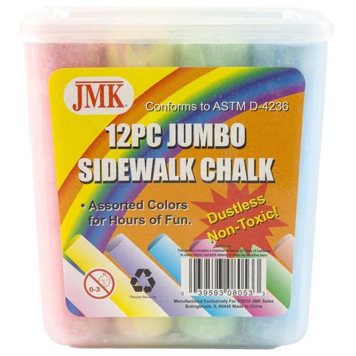 12 Pc Jumbo Dustless Chalk Sticks Washable Sidewalk Playground Outdoor Non Toxic