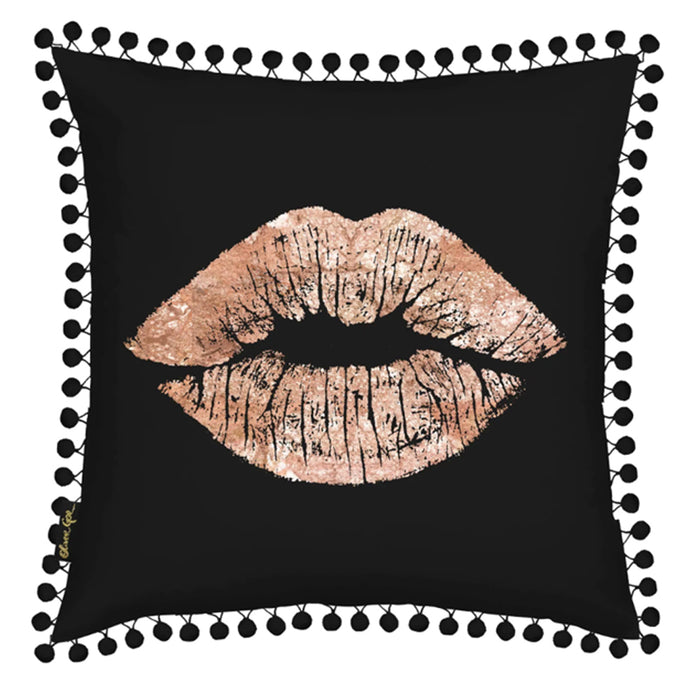 1 X Decorative Throw Pillow Cushion Plush Insert Gold Print Kiss Cover Case Sofa