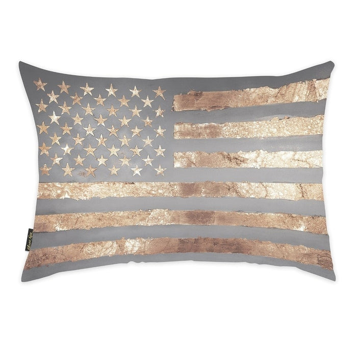 1 X Gold USA Flag Design Decorative Throw Pillow Cushion Plush Insert Case Sofa