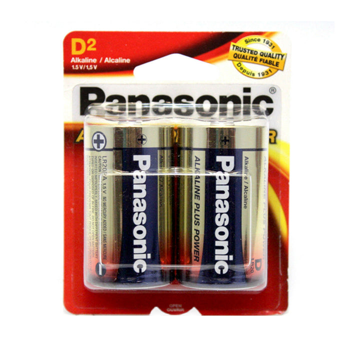 12X Panasonic Batteries D Alkaline Plus Power 1.5V LR20 All Purpose Heavy Duty