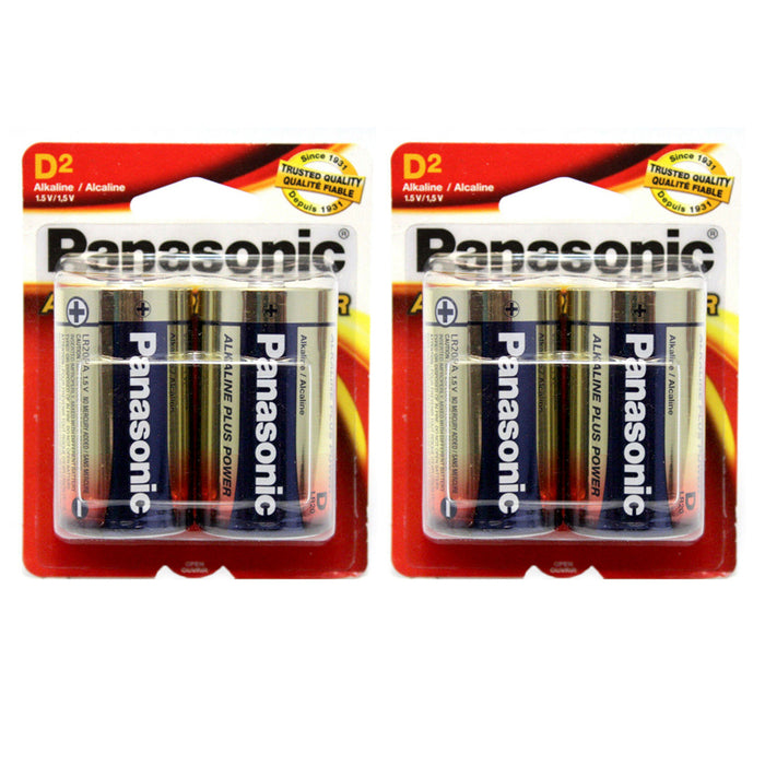 4 x Panasonic D Alkaline Plus Batteries LR20 All Purpose Home Office Battery