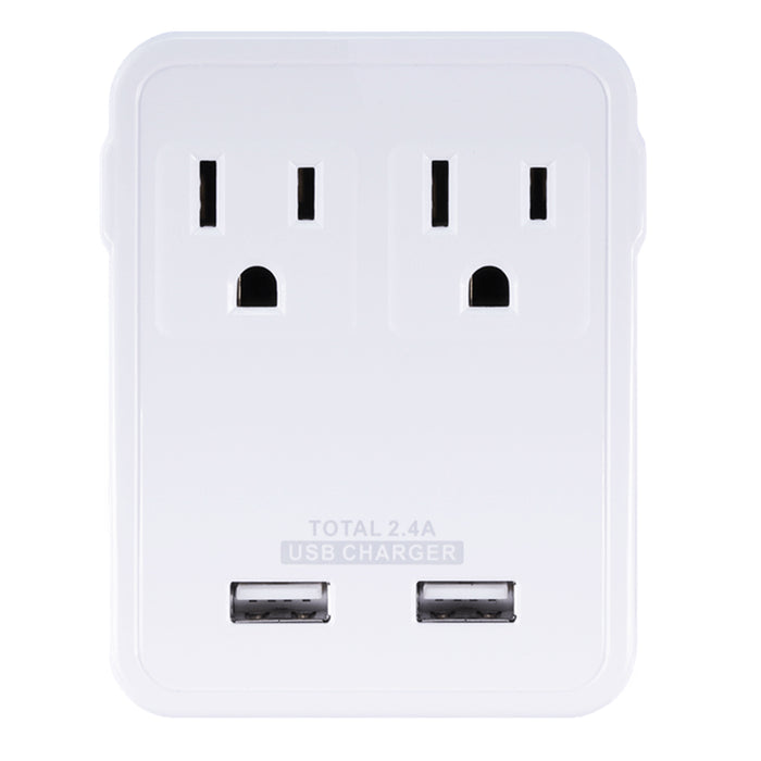 2 Pc Dual USB Port Travel Wall Charger Adapter 2 Outlet Folding Micro Cable Plug