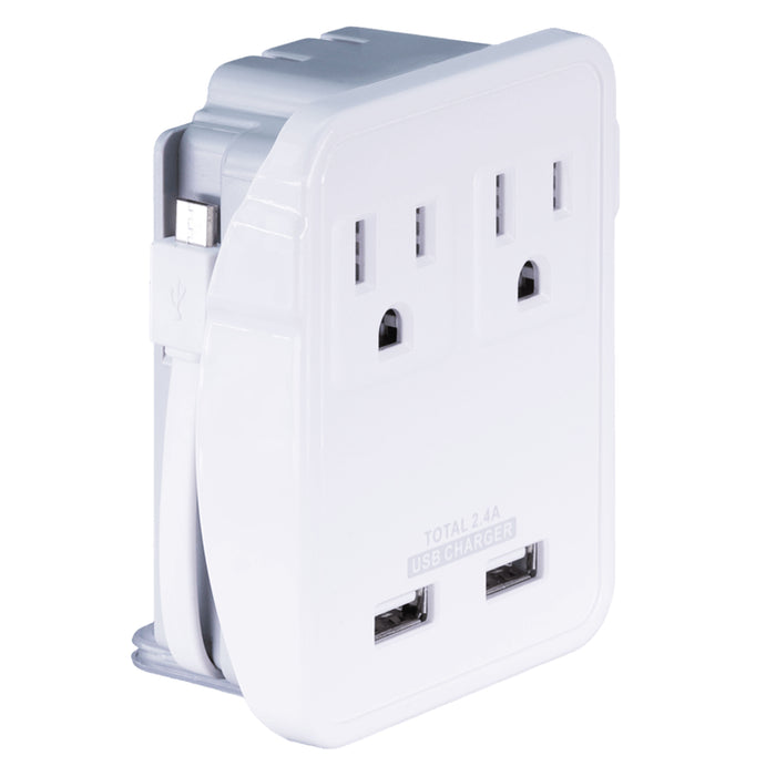 1 Pc Travel Wall Charger Adapter 2 Outlet Dual USB Port Folding Plug Micro Cable