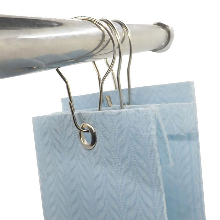 12 Pc Silver Glide Metal Curtain Rods Rings Shower Hooks Bathroom Shades Drapes