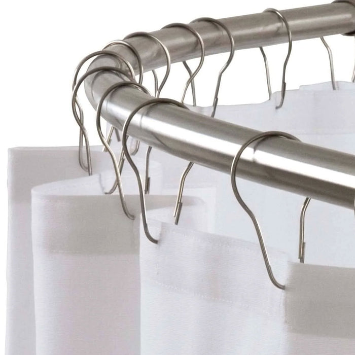 12 Pc Silver Glide Metal Curtain Rods Rings Shower Hooks Bathroom Shades Drapes