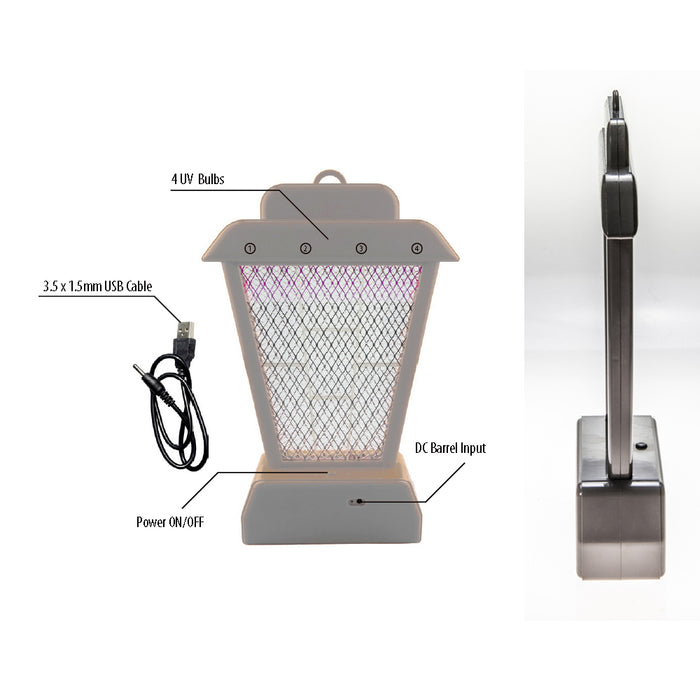 New Insect Mosquito Bug Zapper UV Light Fly Pest Bug Trap Lamp Killer Grey