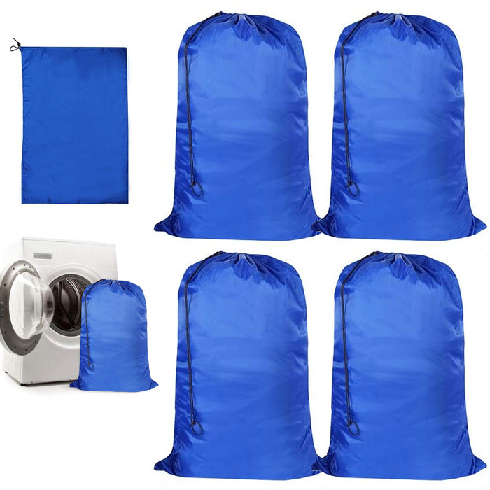 4 Pc Jumbo Laundry Hamper Drawstring Bag Heavy Duty Clothes Storage Home 28x36