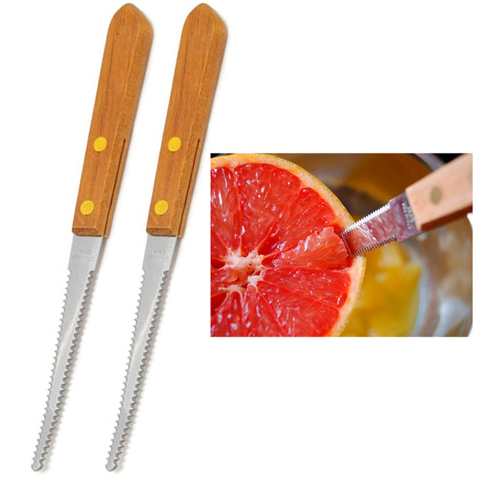 2 Grapefruit Knives Stainless Steel Dual Serrated Edge Blade Knife Citrus Fruit