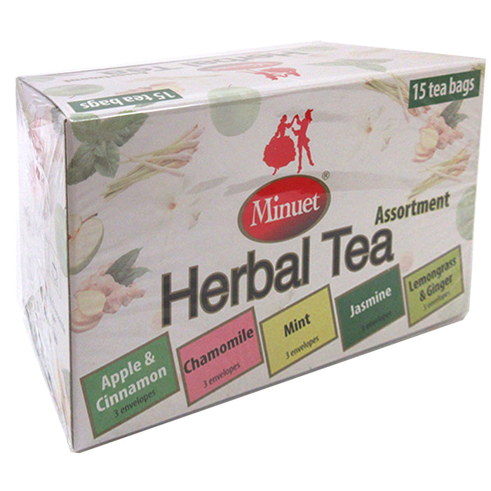 60 Ct Natural Herbal Tea Bag Assortment Jasmine Lemongrass Ginger Chamomile Mint
