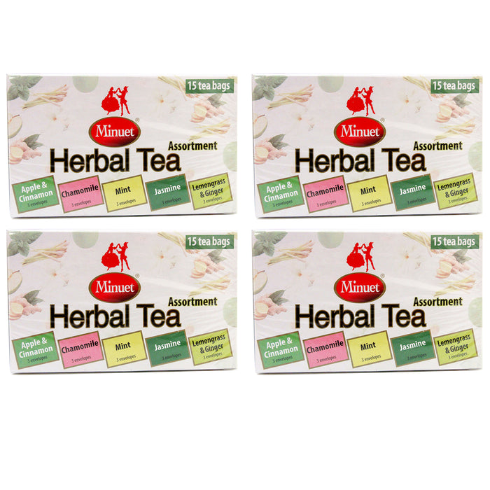 60 Ct Natural Herbal Tea Bag Assortment Jasmine Lemongrass Ginger Chamomile Mint