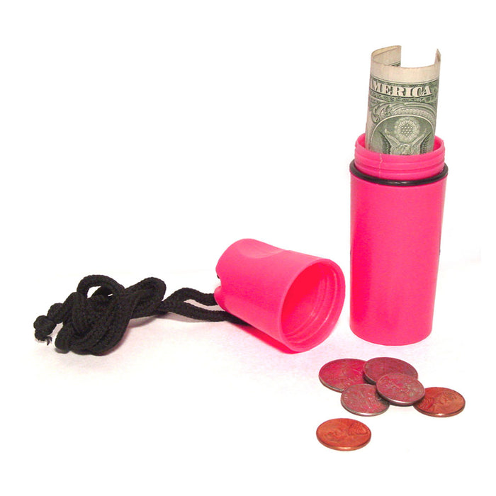 2 PC Waterproof Plastic Container Coin Money Key Storage Tube Safe Case Holder