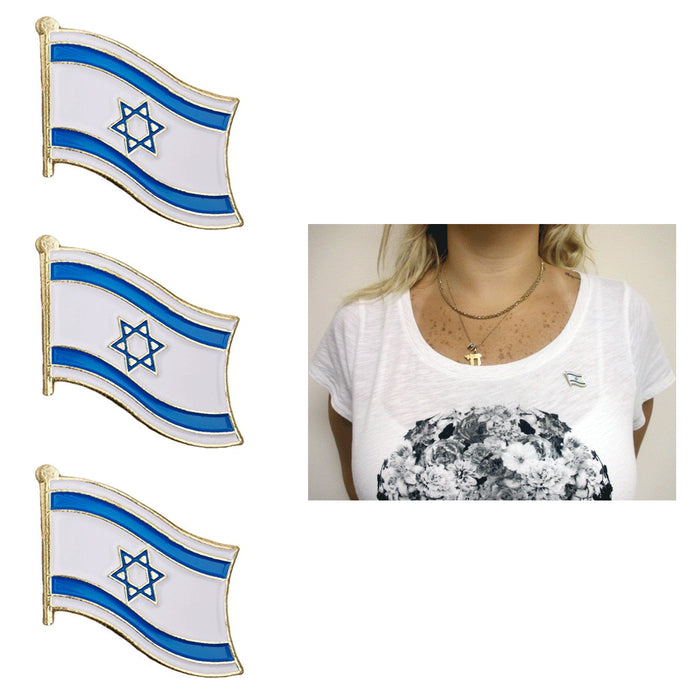 3 Israel Flag Lapel Pin Jew Support Patriotic Tie Tack Hat Jewish Enamel Badge