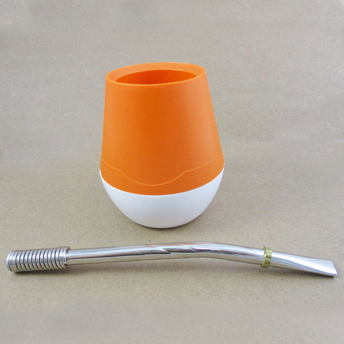 MATE GOURD WITH BOMBILLA PLASTIC EASY CLEAN YERBA MATE TEA CUP STRAW DRINK 5645