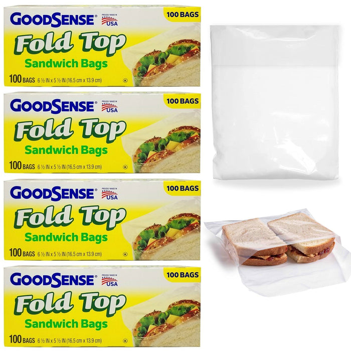 400 Ct Food Storage Fold Top Sandwich Bags BPA Free Baggies School Lunch  Snacks