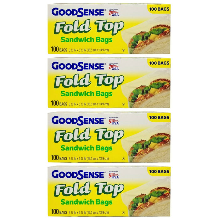 400 Ct Food Storage Fold Top Sandwich Bags BPA Free Baggies School Lunch Snacks