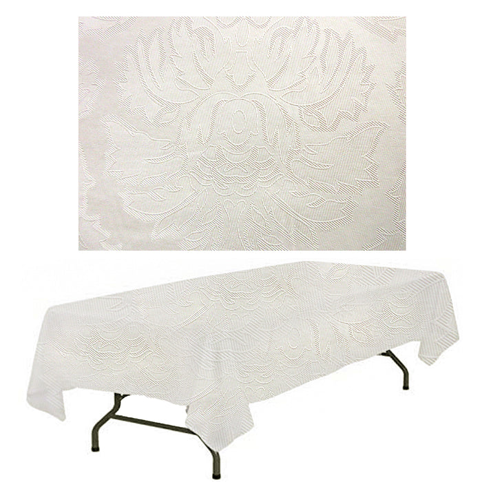 1 Vinyl Table Cover Pad Ivory Floral Texture Tablecloth Protector 54"X108" Party