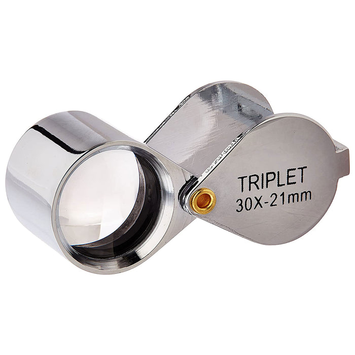 1pc 30x Triplet 21mm Magnifying Glass Chrome Magnifier Jeweler Eye Loupe Jewelry
