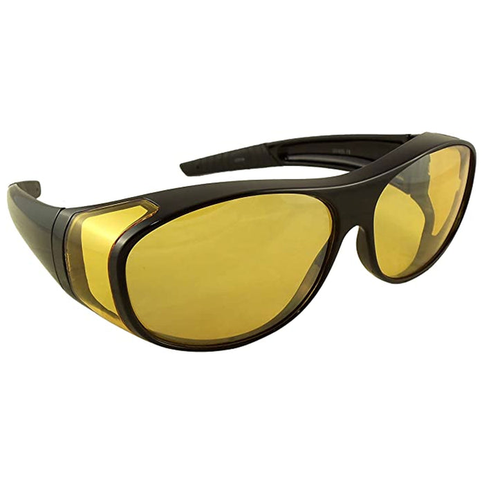 2 Pc Large Fit Cover Over Most Rx Glasses Sunglasses Safety Drive Yellow Lens